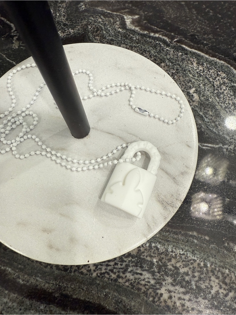 White Decorative Padlock Necklace Pendant Silicone